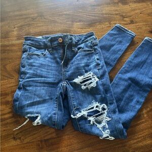 American Eagle Outfitters Ripped Blue Jeggings